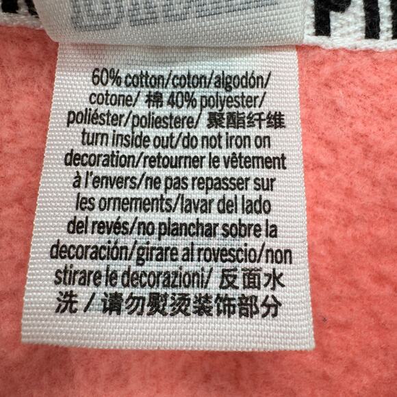 PINK Victoria's Secret Hoodie Womens Large Full Zip Fleece Jacket LOGO Sleeves - Picture 5 of 8